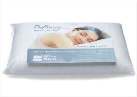 Hypoallergenic latex pillow with hygienic, anti-bacterial and non-toxic properties